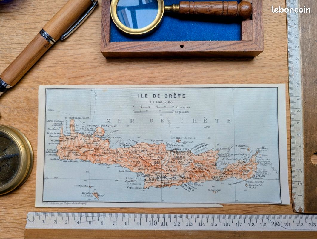 La Crète, Grèce, petit plan original imprimée en 1910 (image 3)