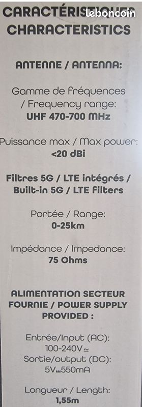 BeMatik - Filtre LTE/5G pour antenne TV/DTT 5-694 Mhz