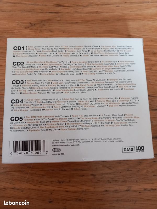 Compilation rock 5 cd 100 titres (image 2)