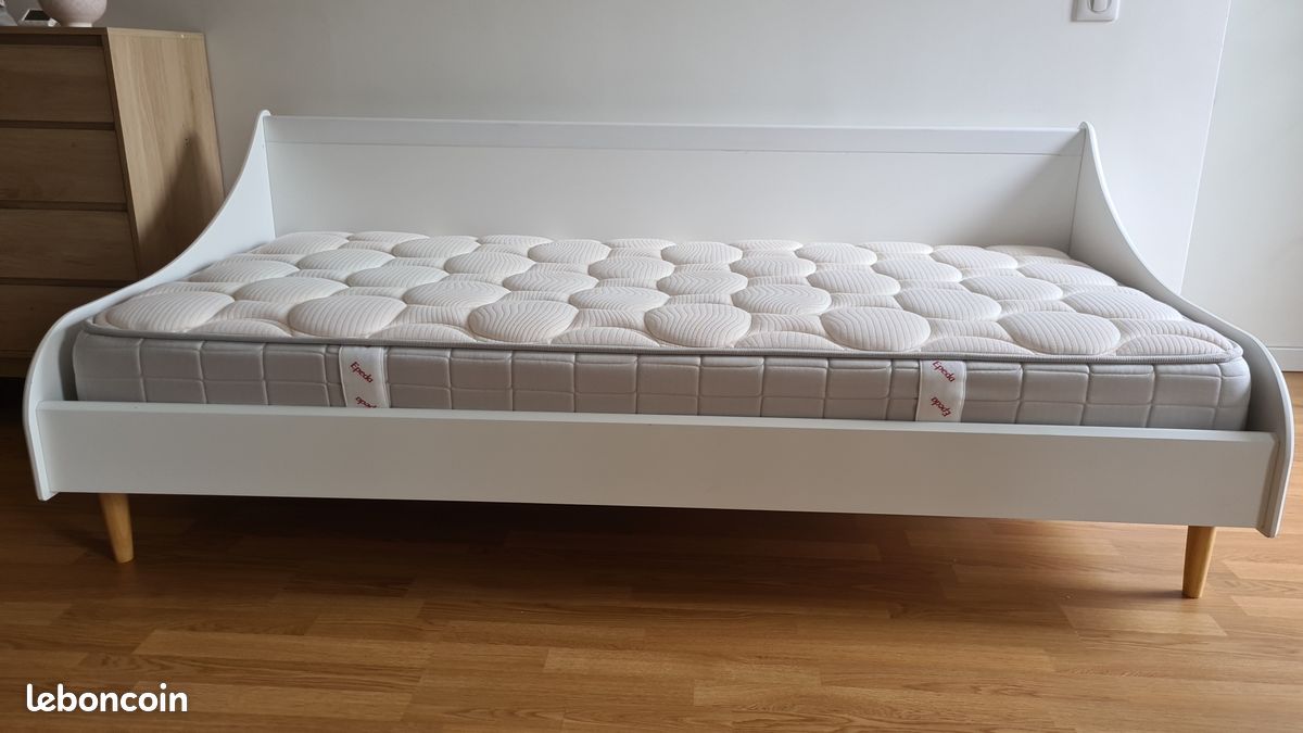 Lit banquette blanc 90x190 cm La Redoute, modèle Jimi (image 1)