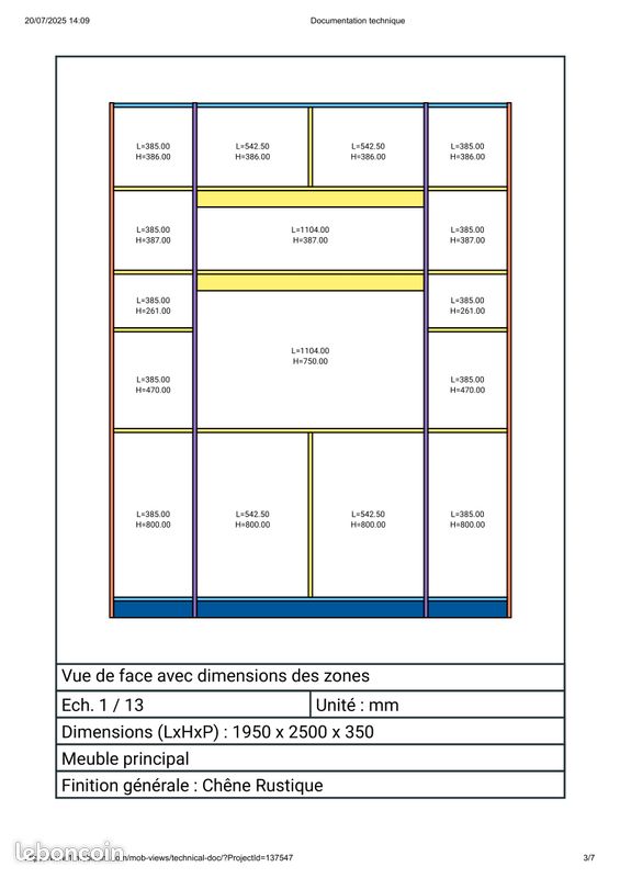 Bibliothèque TV en chêne rustique H250 cm x L195 cm (image 7)