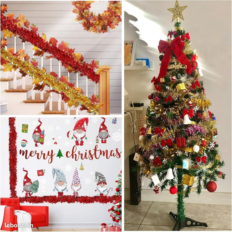 Lot De 26 Décorations De Noël Vintage - Guirlandes, Boules Dorées, Très Bon état