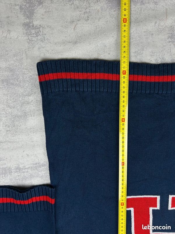 Pull col V Tommy Hilfiger denim preppy cricket 100% coton bleu marine Femme taille S coupe matière (image 10)