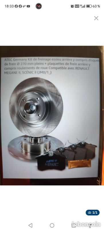 ATEC Germany Kit Freinage Essieu Arrière - Disques 274mm + Plaquettes Pour Renault Grand Scénic III