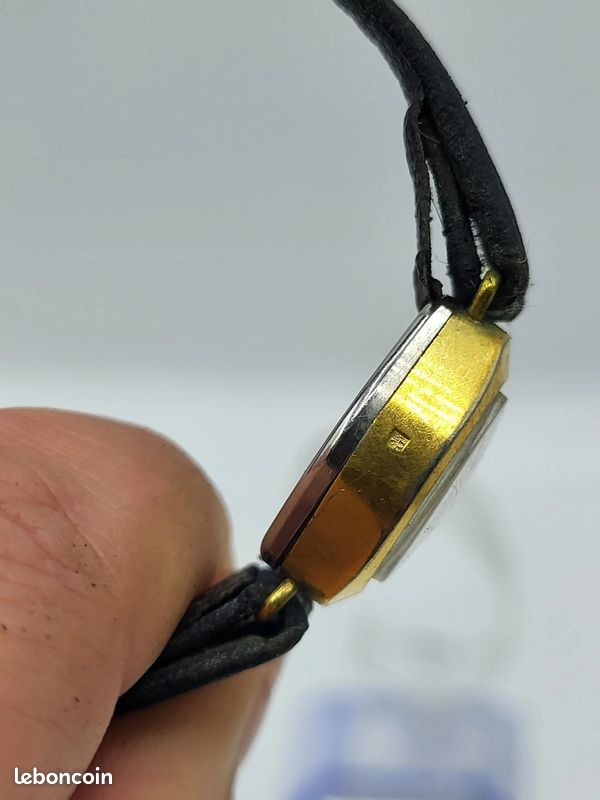 XB – Montre Vintage Herma Femme Plaqué Or Bracelet Cuir Fonctionnelle (image 7)