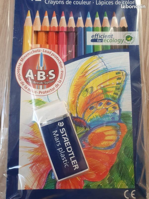 Pochette crayons de couleurs gomme Équipements Fournitures