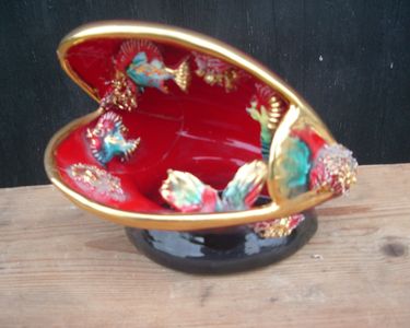 Lot de 3 petites veilleuses Vallauris coquillages conques moule lampes kirsch vintage - Collection