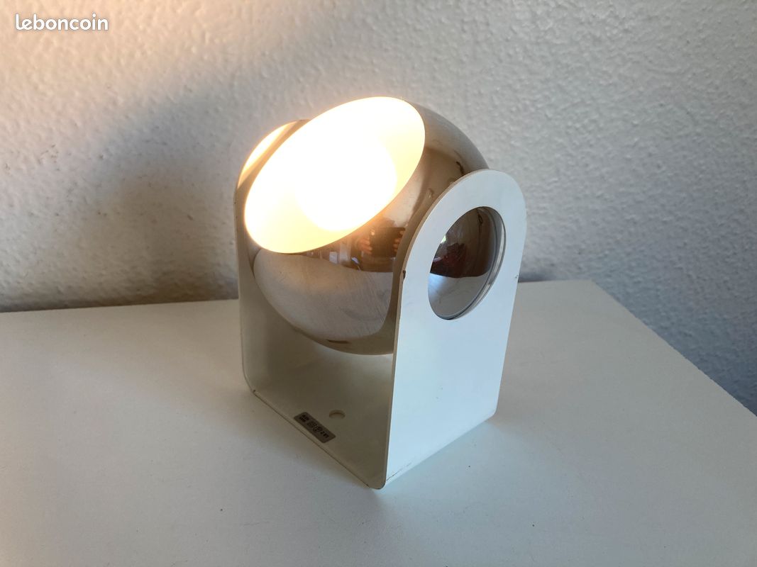 Lampe EYE BALL SPACE AGE 1960 Chromée orientable ITALIE à la manière de Gino Sarfatti (image 1)