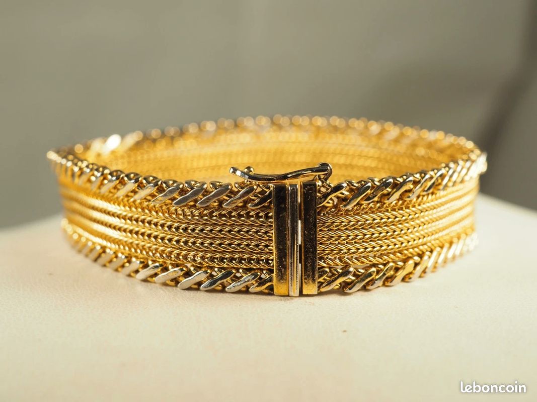 Bracelet En Plaqué Or - Bijou Vintage En Bon état, Référence 82-49, Parfait Pour Un Cadeau Ou Un Ajout à Votre Collection