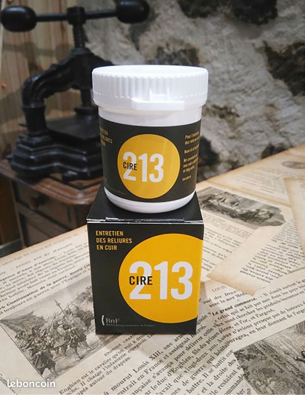POT DE CIRE BNF 213 - 200 ML (grand format = 4 pots de petit format) - INCOLORE - NEUF FABRICATION BNF Cire de protection du cuir, restauration, brevet CNRS (image 2)