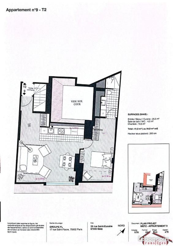 Appartement 2 pièces 42 m² · à Metz · 42 m² · 650 €/mois