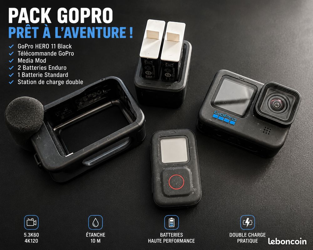 GoPro Hero 11 + Média Mode + Télécommande + Batteries (image 1)