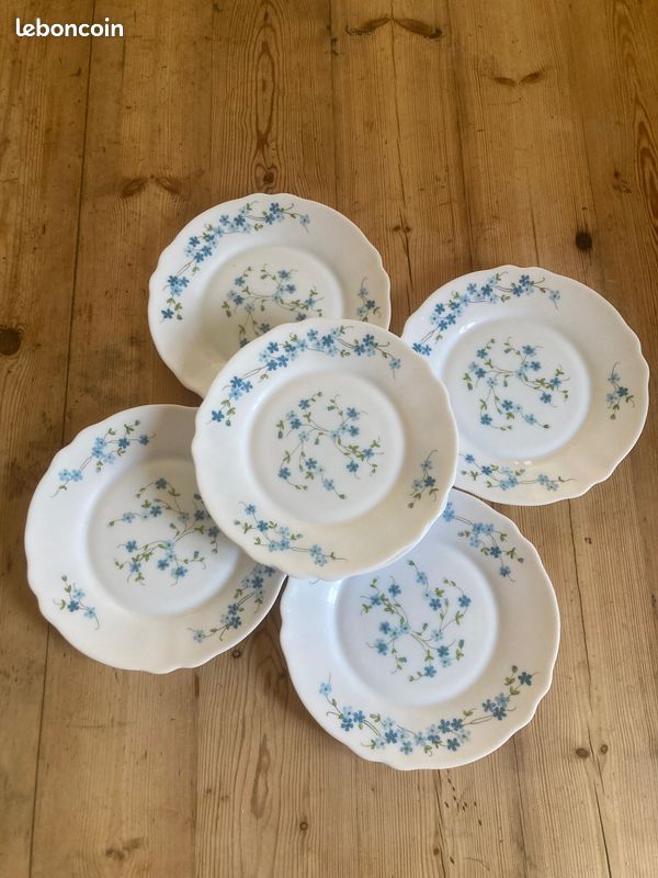 Set de 6 assiettes creuses Arcopal motif Véronica, vintage Français