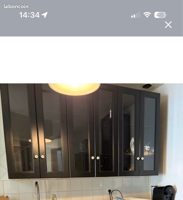 Meubles haut cuisine noir IKEA (image 1)