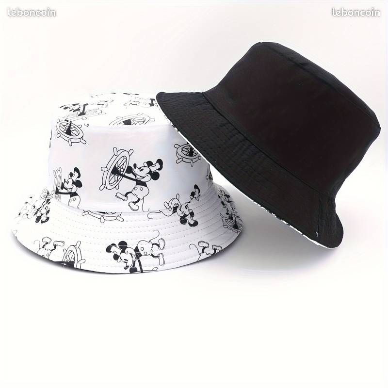 Bob coréen motif "Mickey navigateur", neuf, chapeau à imprimé musical, double face, pour hommes et femmes, protège soleil, plage, pêche, 56-58 (image 3)