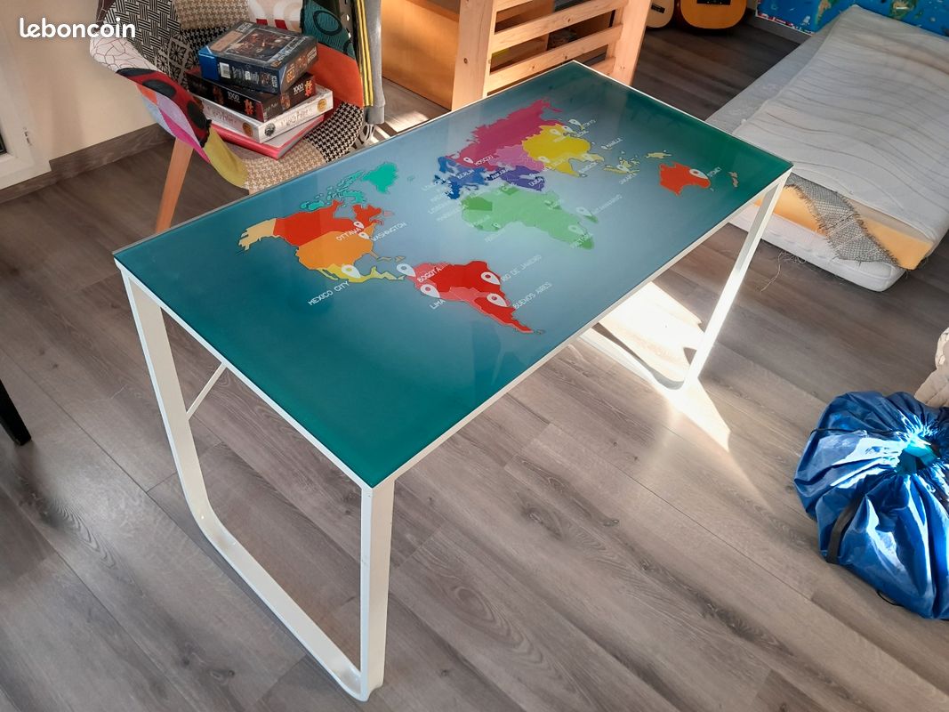 Bureau verre acier 120x60 (image 2)