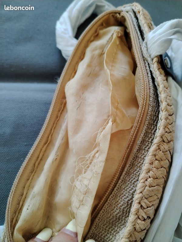 Sac été tissu et paille (image 3)