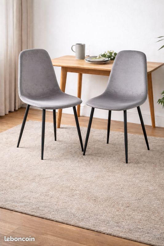 ✅ Lot 6 Chaises en Velours Gris NEUVES ✅ (image 1)