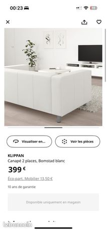 KLIPPAN Canapé places, Bomstad blanc Ameublement