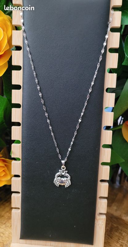Pendentif Zodiaque – Cancer – Chaine acier inoxydable – Neuf (image 5)