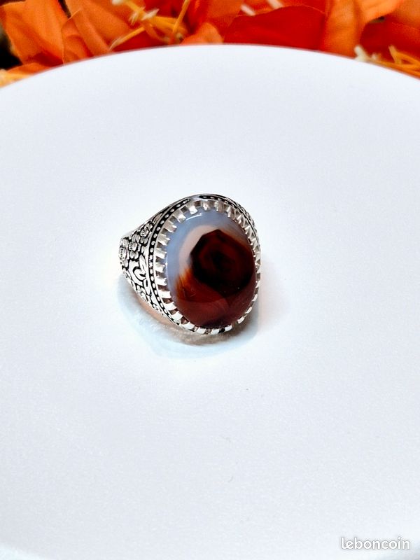 Chevalières homme Argent 950 AQeeQ Agate de yemen haute gamme