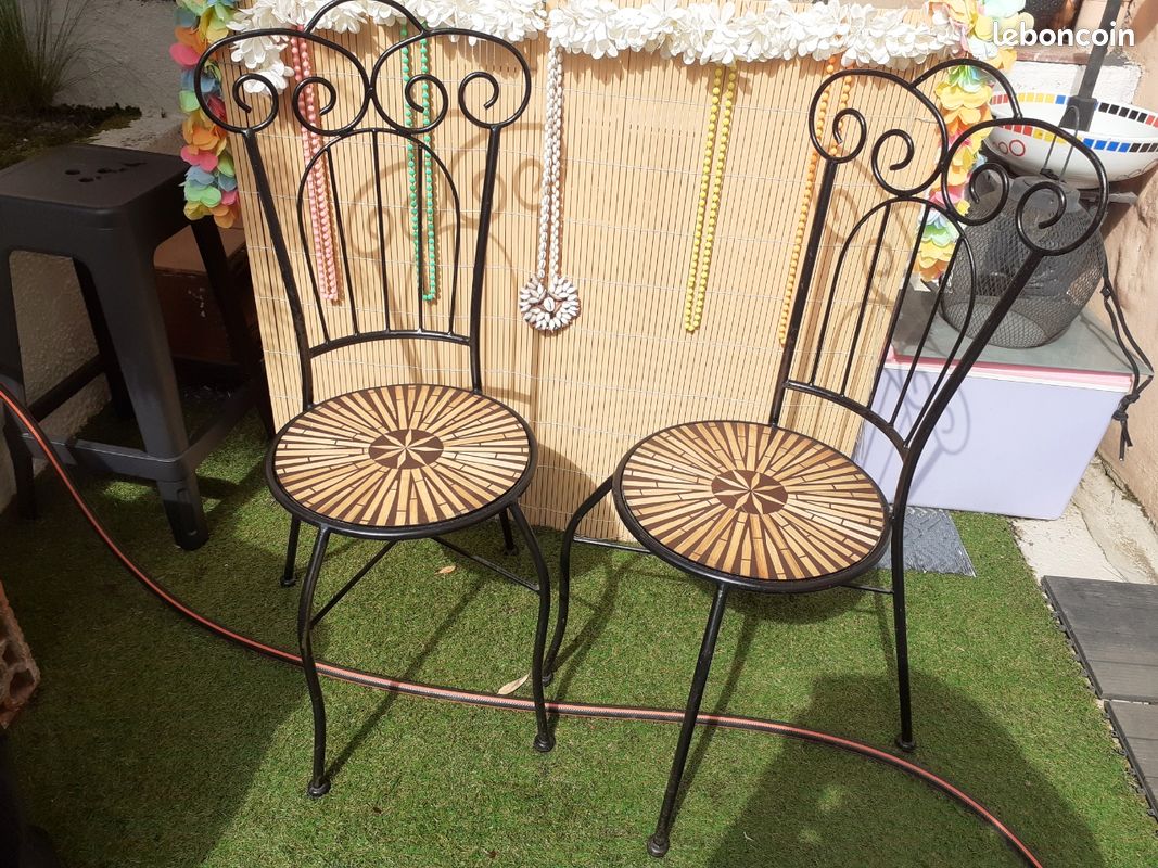 1 lot de 2 chaises fer et bois (image 6)