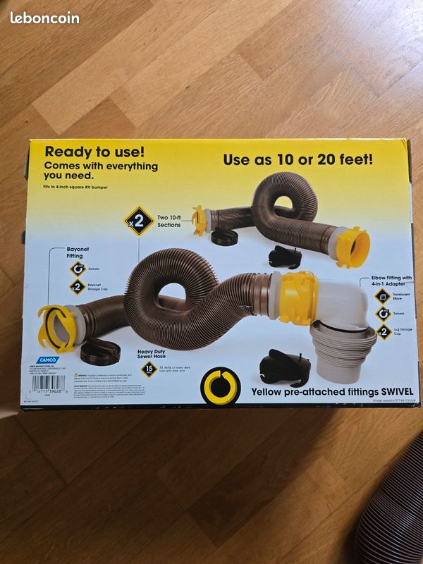 Kit Tuyau Égout Camping-Car 3-5m - Flexible Robuste Étanche Pour Eaux Usées Voyage