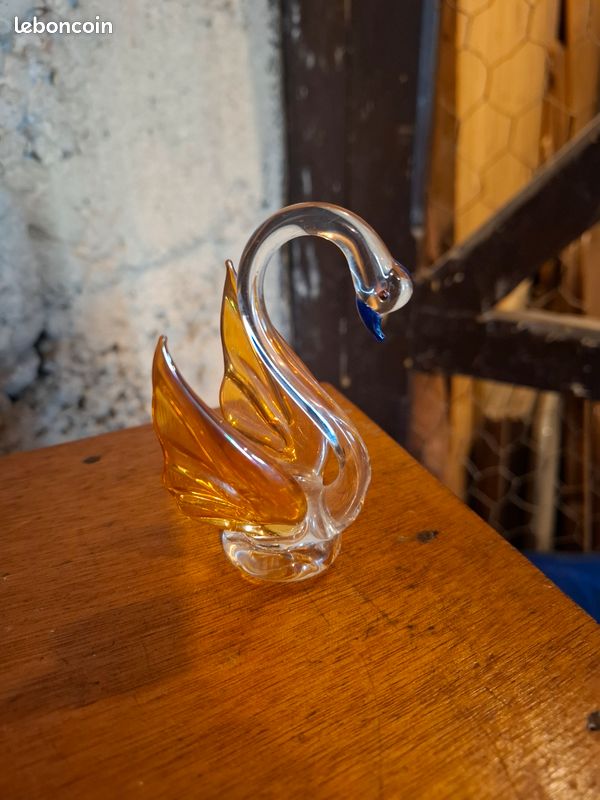 Deux cygnes verre soufflé (image 6)