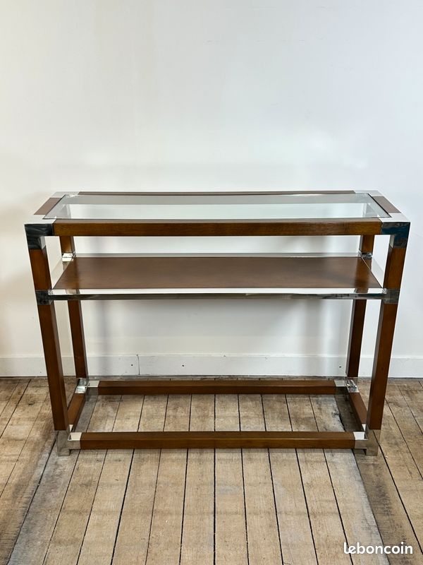 Console en bois et alu chromé (image 1)