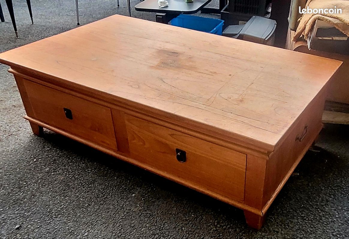 Table basse en bois massif style rustique / campagne chic (image 3)