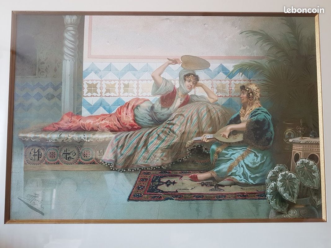 Chromolithographie fin 19e siècle André-Benoit Barreau- Gaetano TAUREL les orientales 68x55cm encadré (image 3)