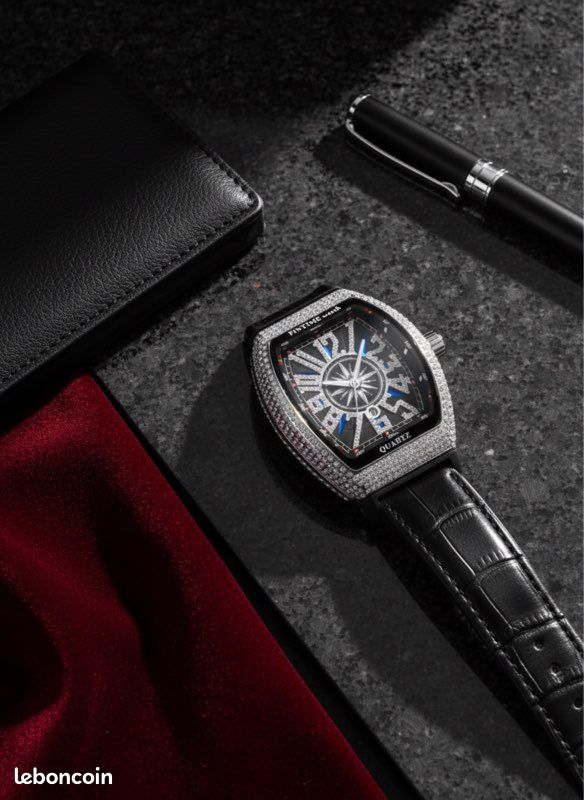 Montre Homme Quartz Exclusive Edition - Bracelet Acier Inoxydable, Cadran Noir - Neuve Avec Boîte