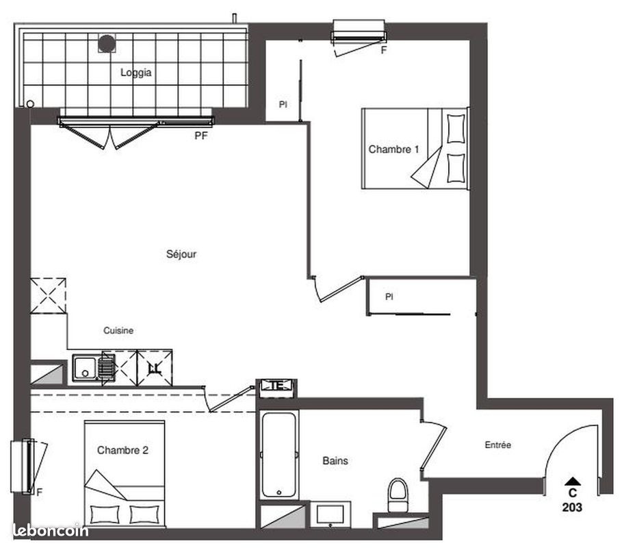 Appartement 3 pièces 62 m² · à Chartres · 61,5 m² · 852 €/mois