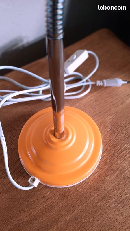 Lampe De Bureau / Chevet Métal Orange - Style 60s/80s Avec LED, Occasion
