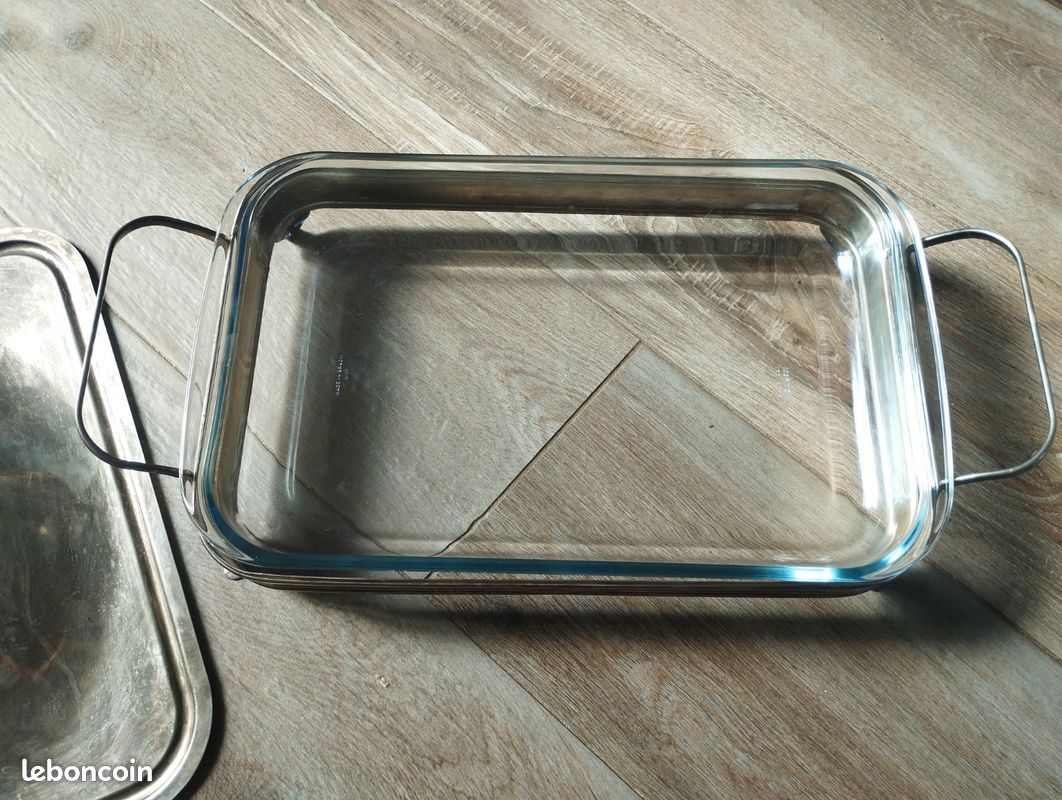 Porte-plat rectangulaire inox + Pyrex 3L avec couvercle – 39 cm (image 5)