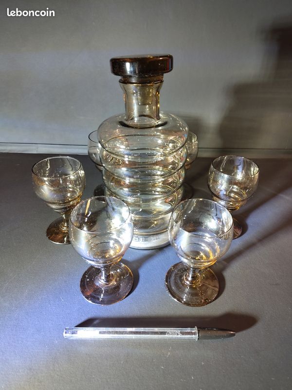 Service en verre fumé vintage – Carafe + 6 verres (image 10)