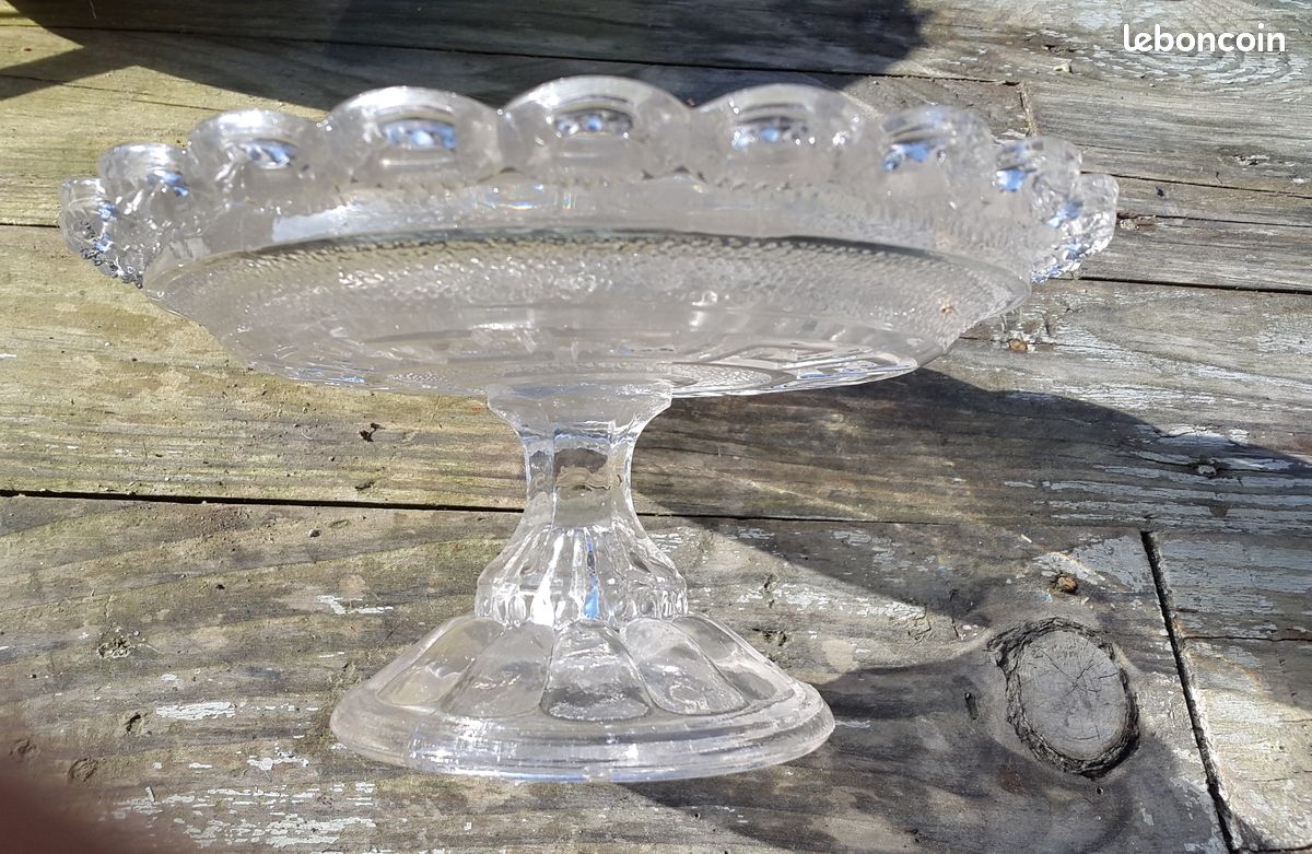 Compotier verre pressé ancien (image 2)