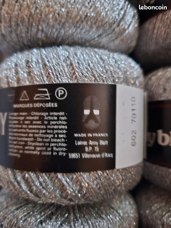 Lot De 5 Pelotes De Laine Lurex Argentée - Fabriqué En France - Pour Tricot Et Crochet