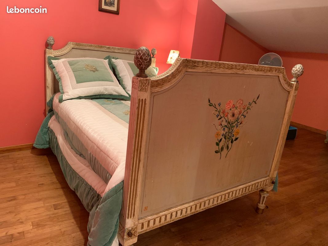 Lit Louis XVI en 120 avec sommier et matelas neuf (image 3)