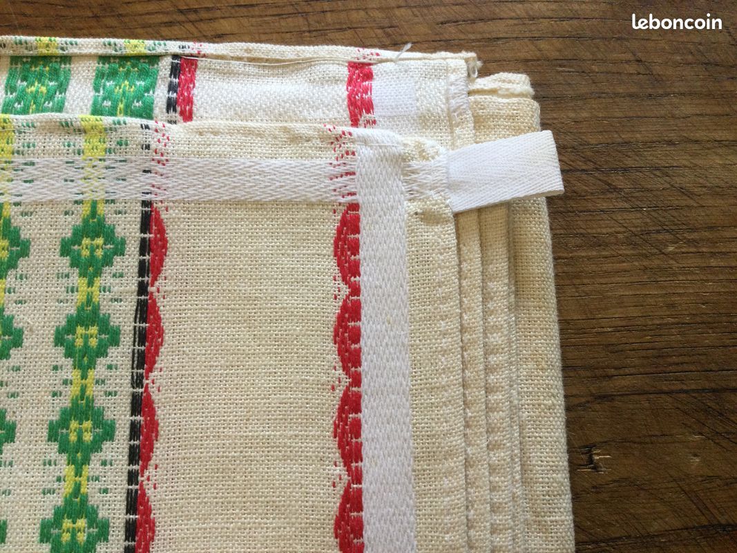 Lot de 4 torchons en lin ancien - linge de maison authentique et