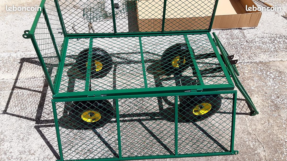 Arebos Chariot à Bras | Chariot de Jardin | avec pneus profilés | Charge Max. 550kg | Pliable | Vert | bâche Amovible | poignée et Timon Inclus | Chariot Plate-Forme (image 1)