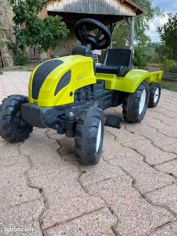 Tracteur agricole Jaune pour enfant avec remorque, véhicule électrique