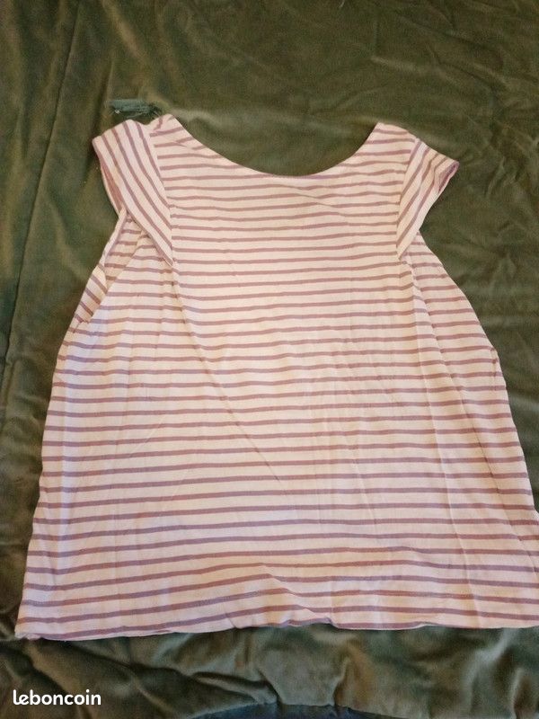 T shirt sans manches rayures parme blanc femme taille 38 camaïeu (image 1)