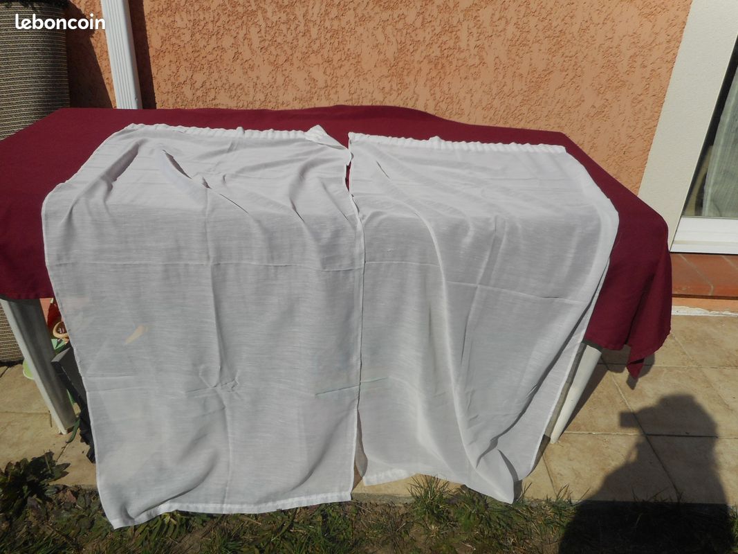 2 rideaux beige ruflette 72x153 cm (image 1)