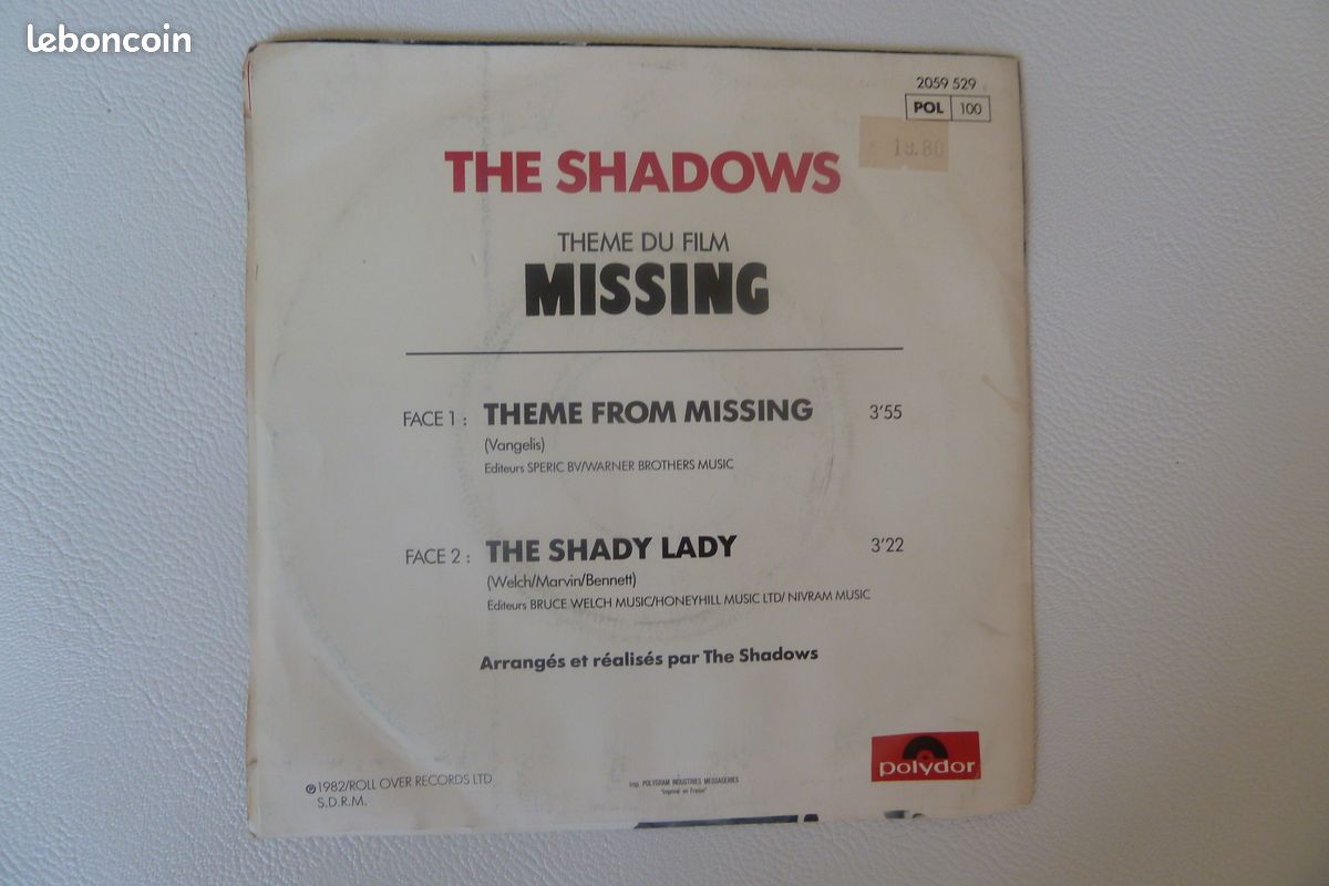Disque 45 tours "Missing" impeccable C.Gavras 9e (image 2)
