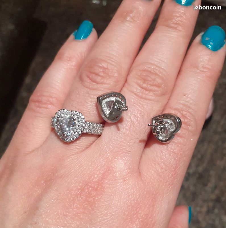 Bague et boucles d'oreilles neuve en argent taille 💍 54 (image 3)