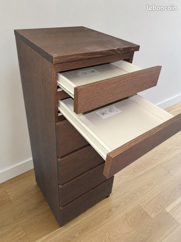 Commode haute IKEA MALM 6 tiroirs avec miroir – brun (image 4)