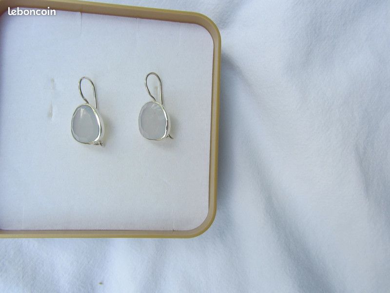 Boucles d'oreilles en argent et calcédoine véritables neuf (image 11)