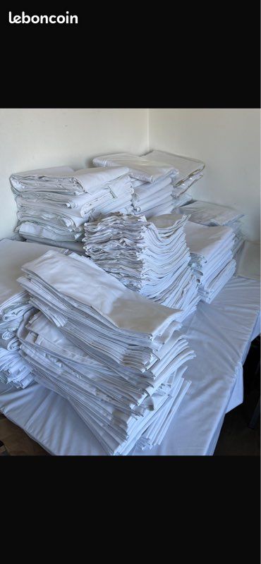 Drap blancs un lot de 19 à 104 avec taies d’oreiller (image 2)