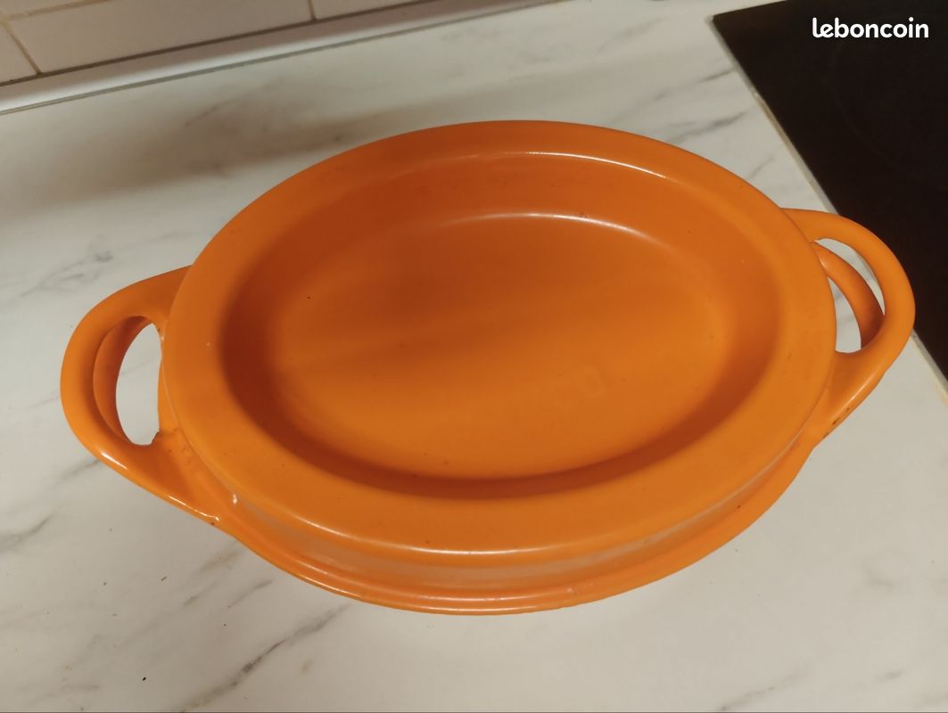 Cocotte En Fonte Doufeu Cousances 27cm N°26 - Orange Vintage - Fabriquée En France